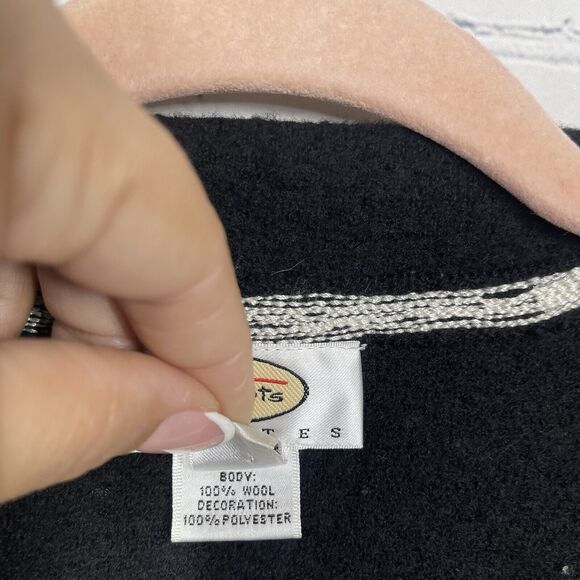 Talbots Wool Jacket Women Size PM Black Ivory Brading Zip Long Sleeve Preppy - Picture 7 of 12